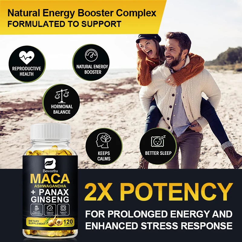 BEWORTHS Nature Ginseng Plant Root Extract Edible Energy enhancement vegetarian Capsules Helps Energy for Men and Women