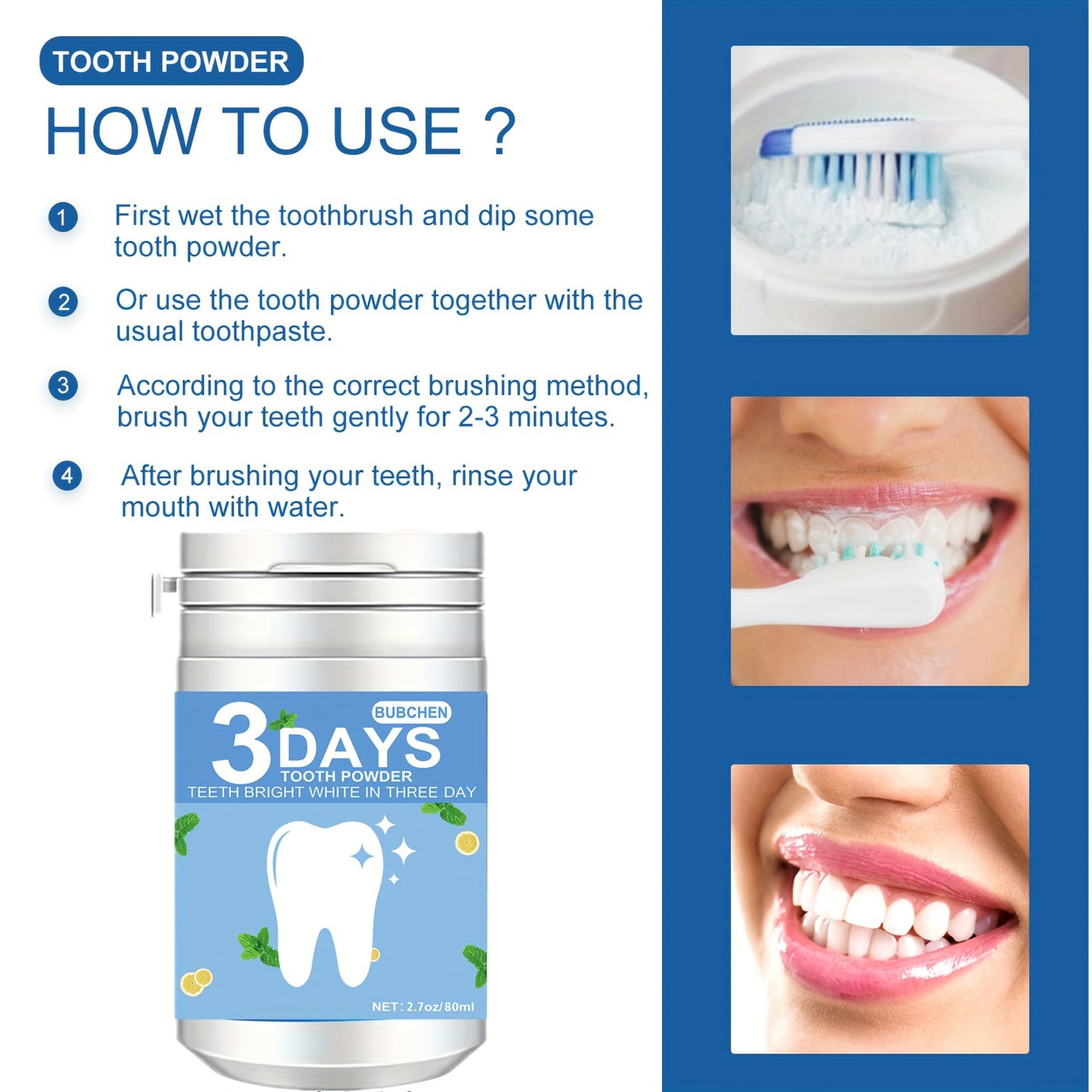 1pc 2.71oz Pearl Essence Teeth Whitening Powder, Tooth Deep Cleaning Powder, Breath Freshener, Tooth Cleaning Powder For Daily Life