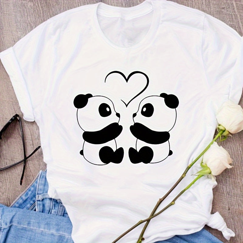 1pc Panda Cartoon Cute Animal Sweet Trend Heat Transfer Stickers Personalized Washable For DIY Clothing Iron On Heat Transfers For Mask, Jeans, Backpack, Hats, Pillow - Easy Heat Pressed Decals Heat Transfers