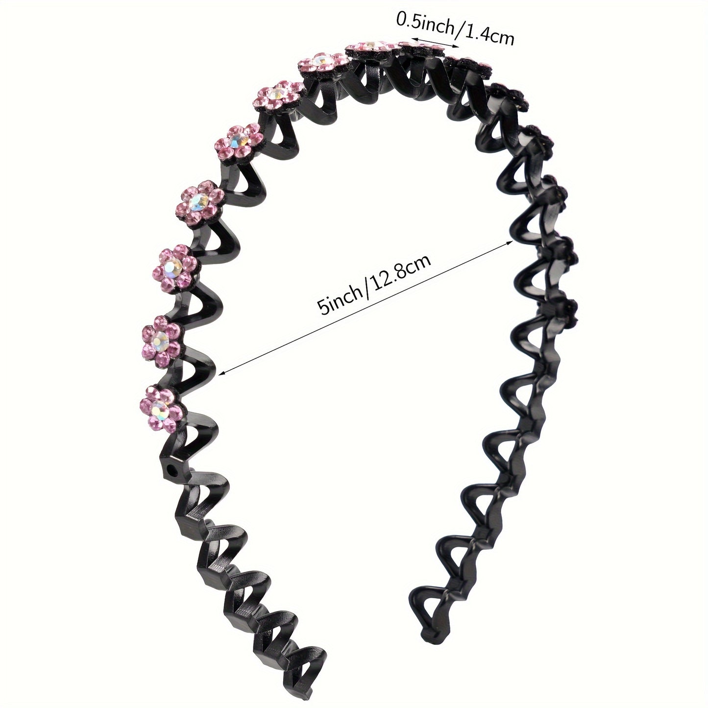 4pcs Dazzling Glamorous Sparkling Rhinestone Flower Head Bands - Comfort-Fit, Non-Slip Hair Hoops for Fashion-Forward Women and Girls