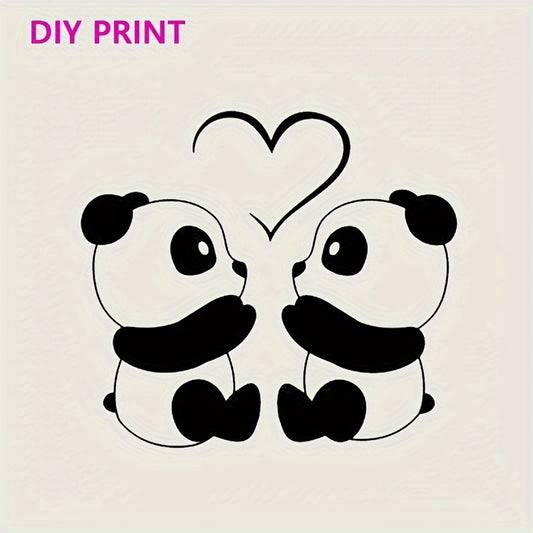 1pc Panda Cartoon Cute Animal Sweet Trend Heat Transfer Stickers Personalized Washable For DIY Clothing Iron On Heat Transfers For Mask, Jeans, Backpack, Hats, Pillow - Easy Heat Pressed Decals Heat Transfers