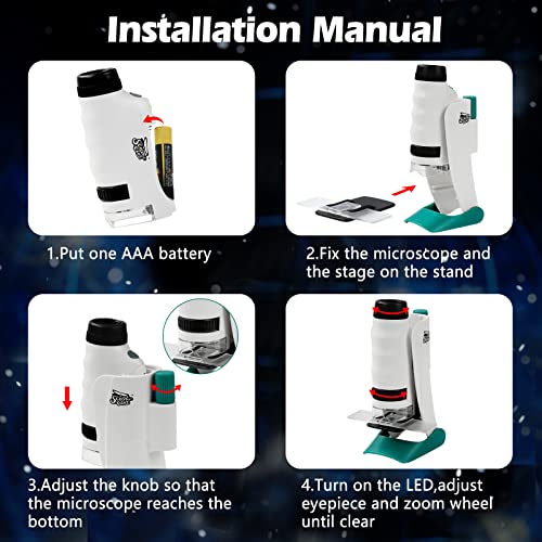 Handheld Microscope Lab Kit LED Light