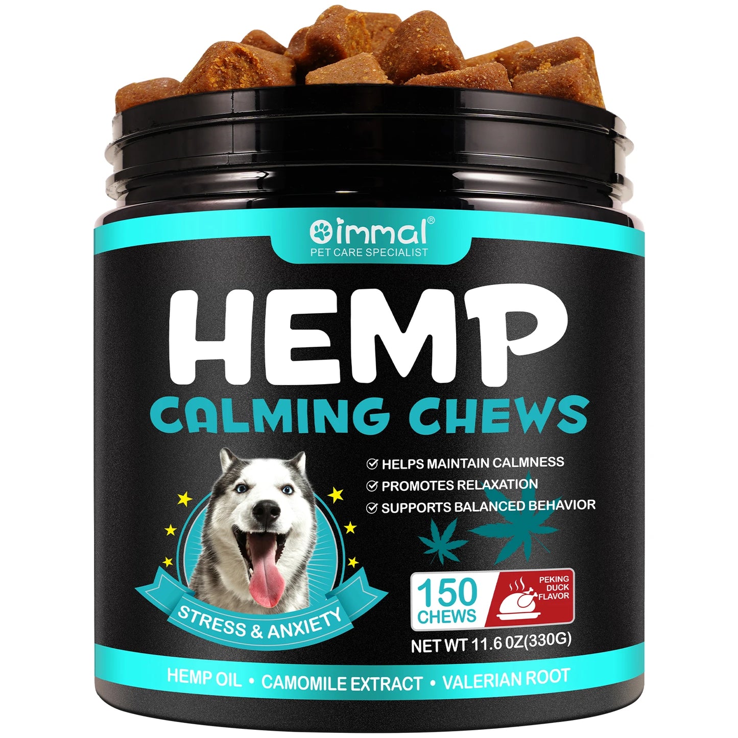 Calming Chews for Dogs with Anxiety and Stress 150 Soft Dog Anxiety Relief Storms Barking Separation Valerian Root Natura Oil