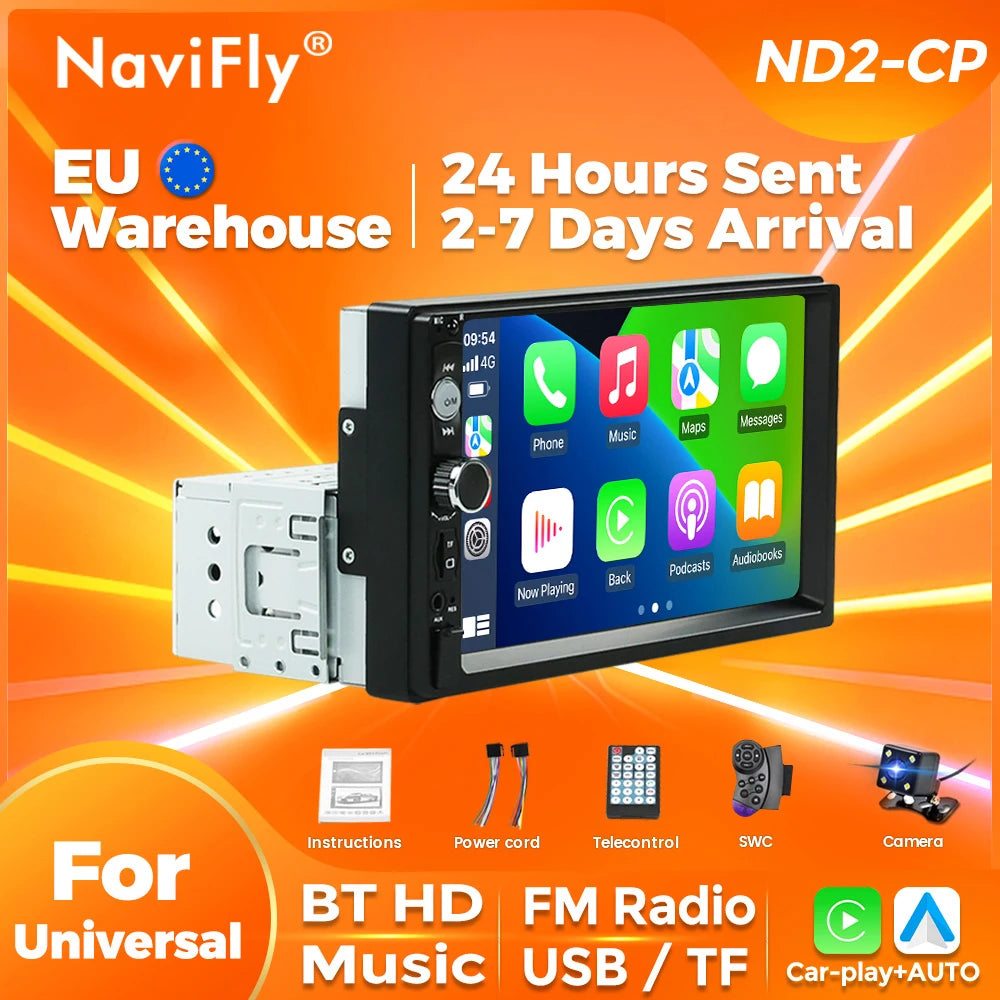 Navifly ND2 Universal 1Din Car Radio Stereo 7inch HD Touch Screen Multimedia Player BT Autoaudio FM Receiver Mirror Link Monitor