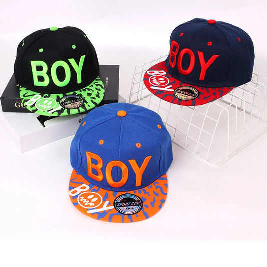 Boy Letter Embroidered Hip Hop Cap Unisex Kids Snapback Cap kids Baseball Cap Sun Hat For girls dance