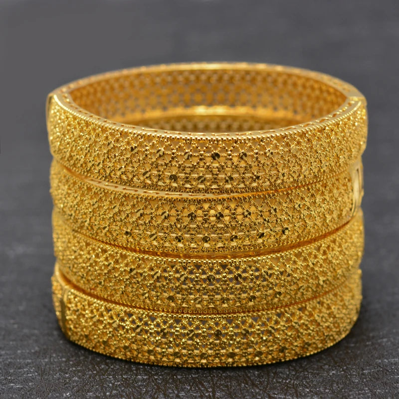 Wando Dubai Kuwait Luxury Gold Color Jewelry Bangles For  Girl friend Ethiopian African Women Dubai Bracelet Party wedding Gifts