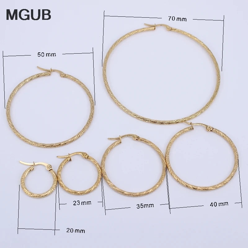 Hot Sale Multiple sizes Gold Color classic Stainless steel jewelry simple Party Hoop Earrings for Women LH770