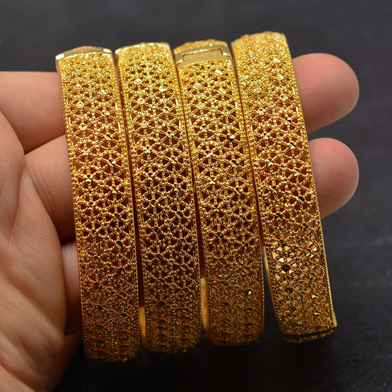 Wando Dubai Kuwait Luxury Gold Color Jewelry Bangles For  Girl friend Ethiopian African Women Dubai Bracelet Party wedding Gifts