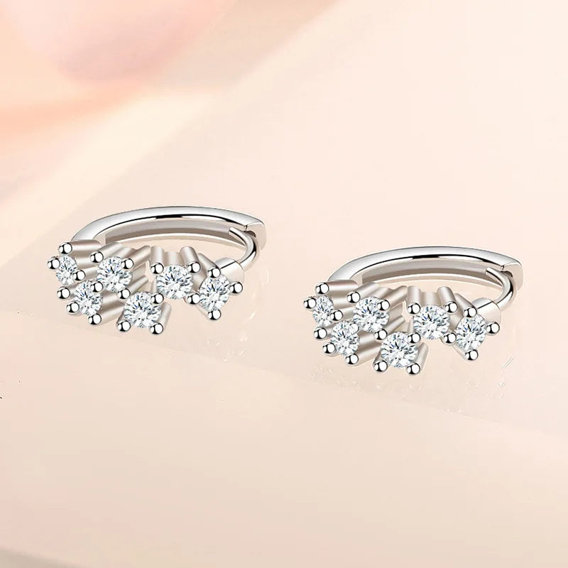 2020 NEW HOT SALE 100% Real 925 Sterling Silver Crystal Circle Earring For Women Making Jewelry Gift Wedding Party Engagement