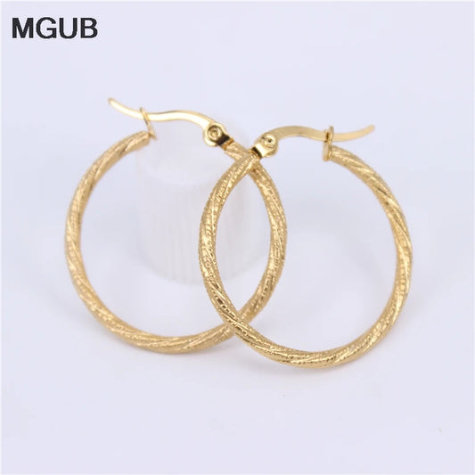 Hot Sale Multiple sizes Gold Color classic Stainless steel jewelry simple Party Hoop Earrings for Women LH770