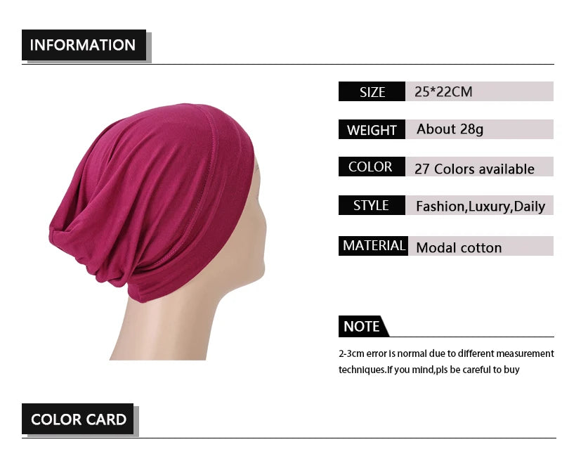 Islamic Black Sport Modal Hijab Undercap Abaya Hijabs For Woman Muslim Abayas Jersey Turbans Turban Instant Head Wrap Women Cap