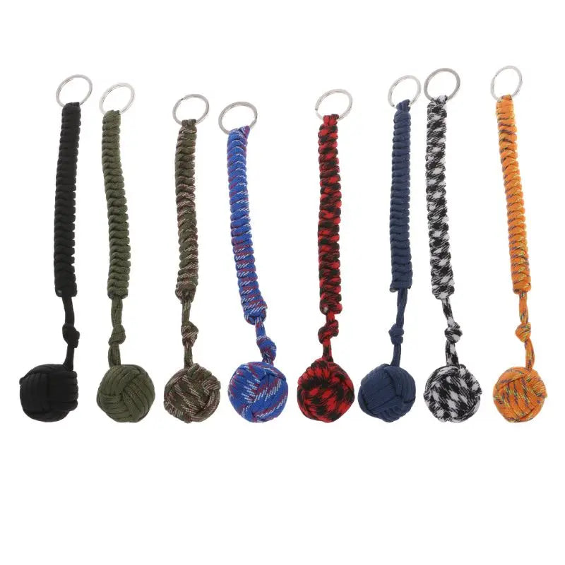 Outdoor Security Protection Black Monkey Fist Steel Ball Bearing Self Defense Lanyard Survival Key Chain Dropshipping