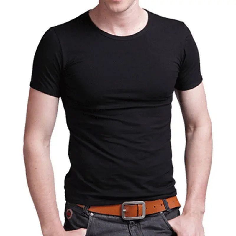 MRMT 2024 Brand New Men's T Shirt Pure Color Lycra Cotton Short Sleeved T-Shirt Male Round Neck  Tops  Cotton Bottoming Shirt