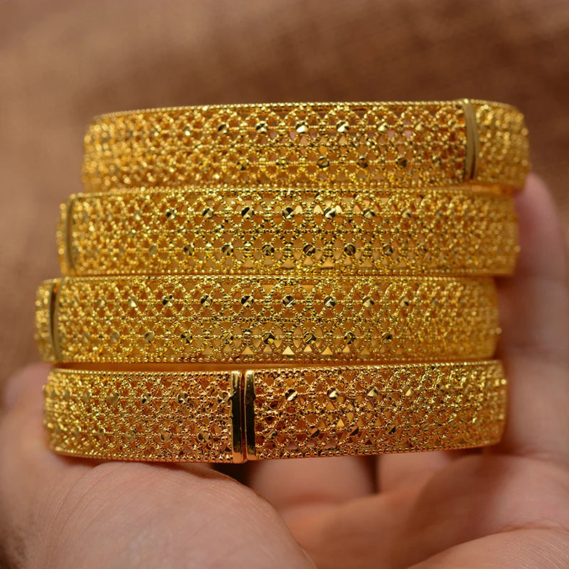 Wando Dubai Kuwait Luxury Gold Color Jewelry Bangles For  Girl friend Ethiopian African Women Dubai Bracelet Party wedding Gifts