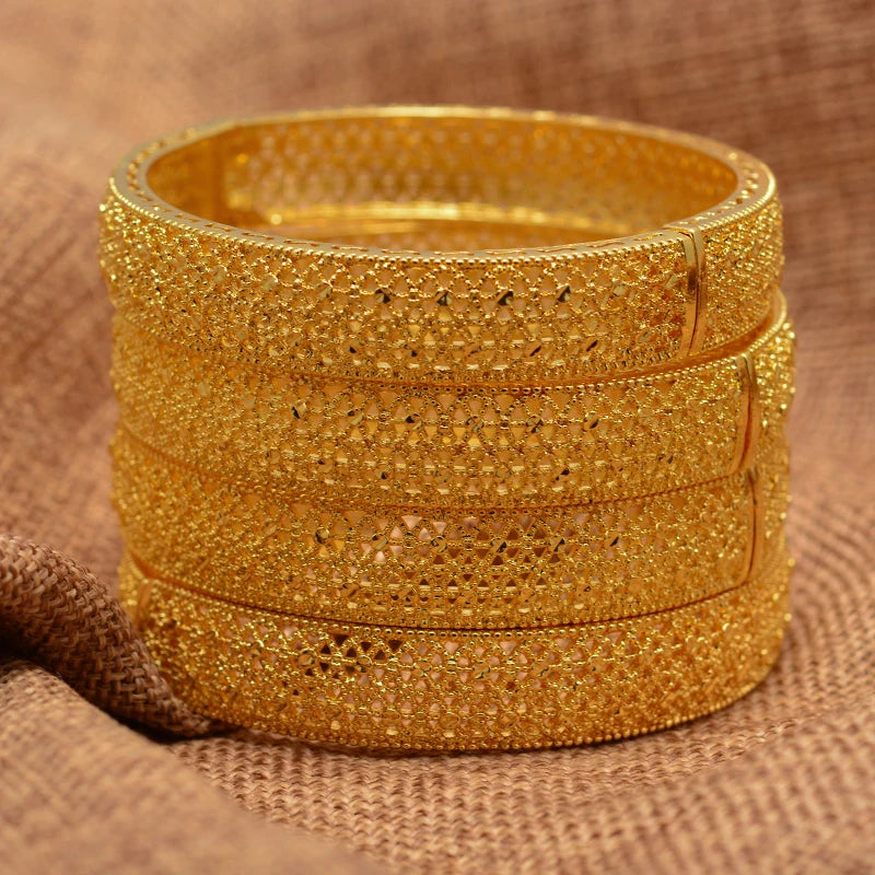 Wando Dubai Kuwait Luxury Gold Color Jewelry Bangles For  Girl friend Ethiopian African Women Dubai Bracelet Party wedding Gifts