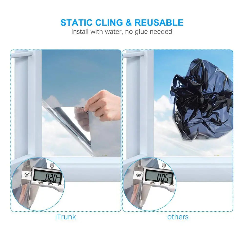 Mirror Blocking Light Window Tint Privacy  Anti-UV Window Film Building Décor Heat Control One Way Glass Sticker Reflective