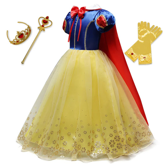 Summer Princess Dress For Girls Snow White Cosplay Costume Puff Sleeve Kids Dress Children Party Birthday Fancy Gown Vestidos