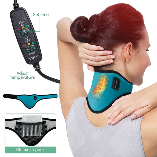Electric Heating Neck Brace Cervical Vertebra Fatigue Therapy Reliever Neck Relieve Strap Health Care Tool Neck Stretcher