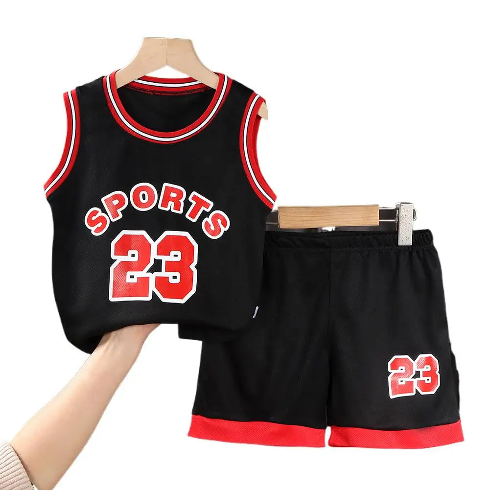 Kids Child Sports Basketball Maillot Clothes Suit Children's Sleeveless Vest Baby Girl Jerseys + Fashion T-shirt Boy B4p1