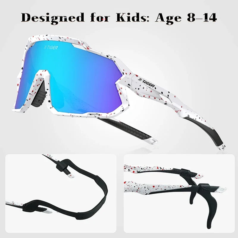 X-TIGER Kids Cycling Sunglasses Girls Boys Outdoor Classic Sun Glasses UV-resistant Youth Baseball Sunglasses For Children Gift