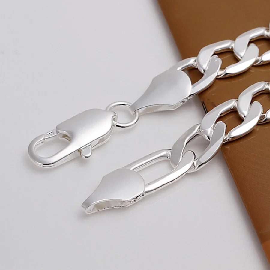 top quality beautiful 925 Sterling Silver Bracelet Jewelry fashion charm Men Women Chain 6/8/10/12MM Bracelets noble nice link