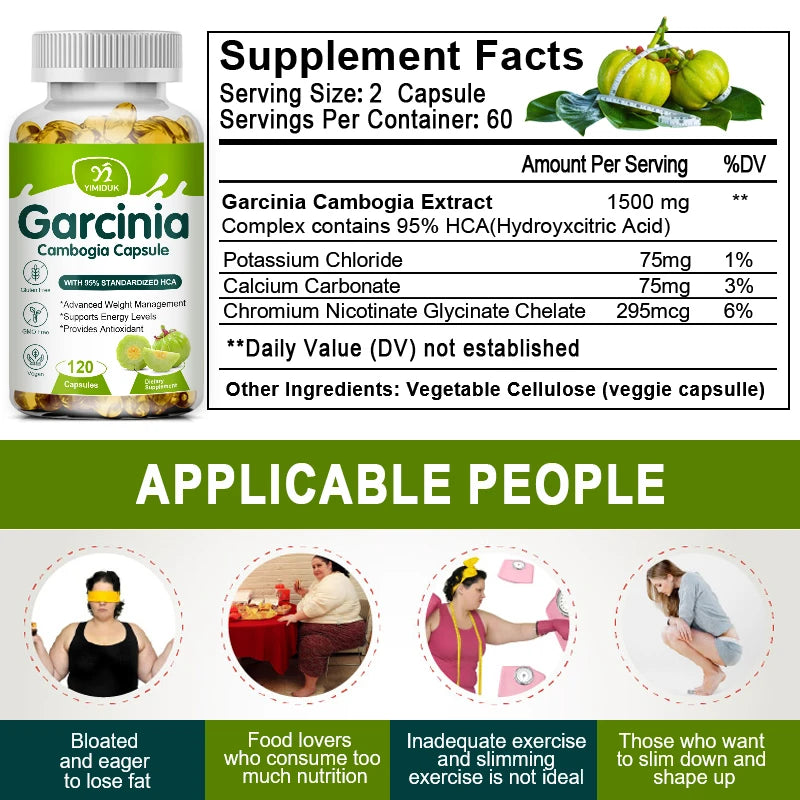 Organic Garcinia Cambogia Extract 95% HCA Weight Loss Fat Burning and Cellulite For Women & Men Slimming Diet Product