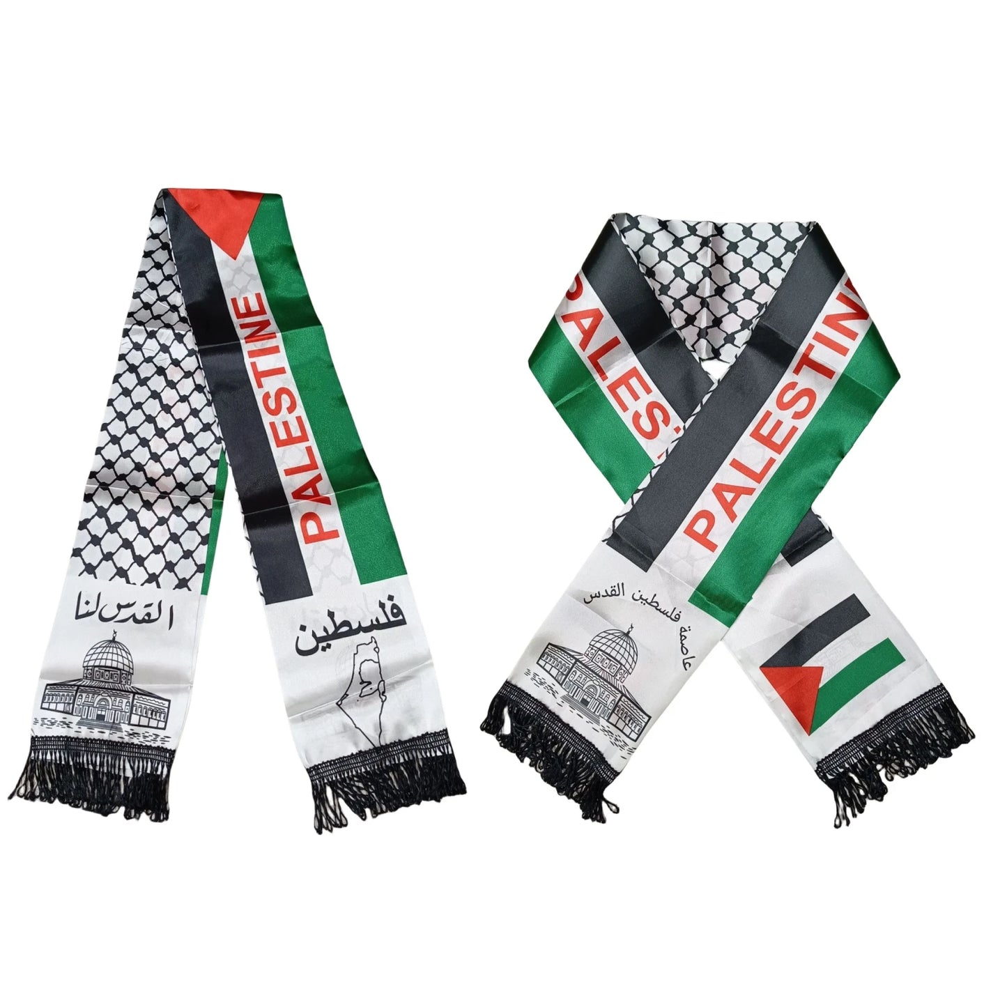 Aerlxemrbrae Palestine flag Custom Scarf palestine national day 14*130cm Scarf Printing Satin Palestinian Flag Scarf