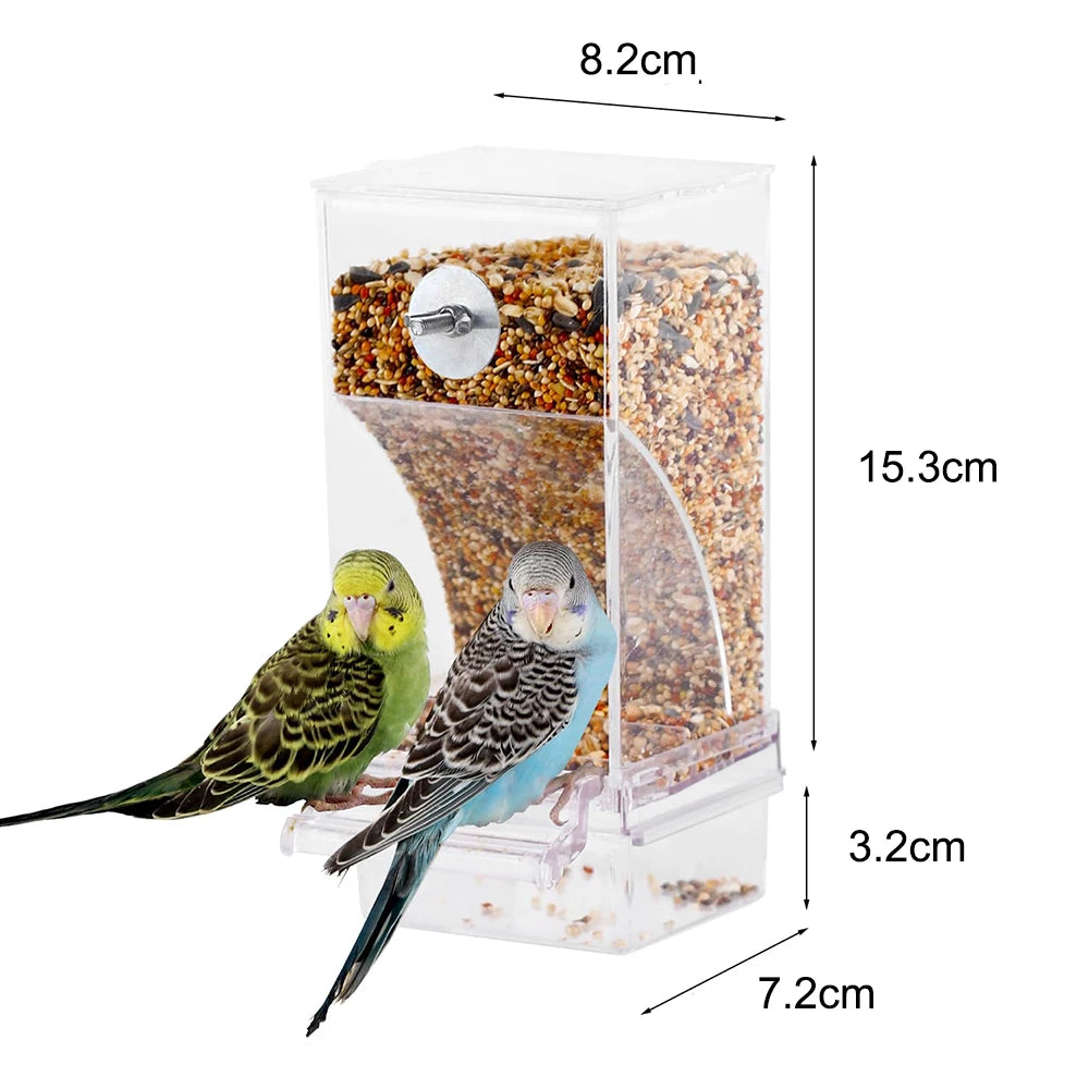 No Mess Bird Feeders Automatic Parrot Feeder Drinker Bird Pigeons Cage Feeder Parrot Pet Aviary Hanging Stand Food Container
