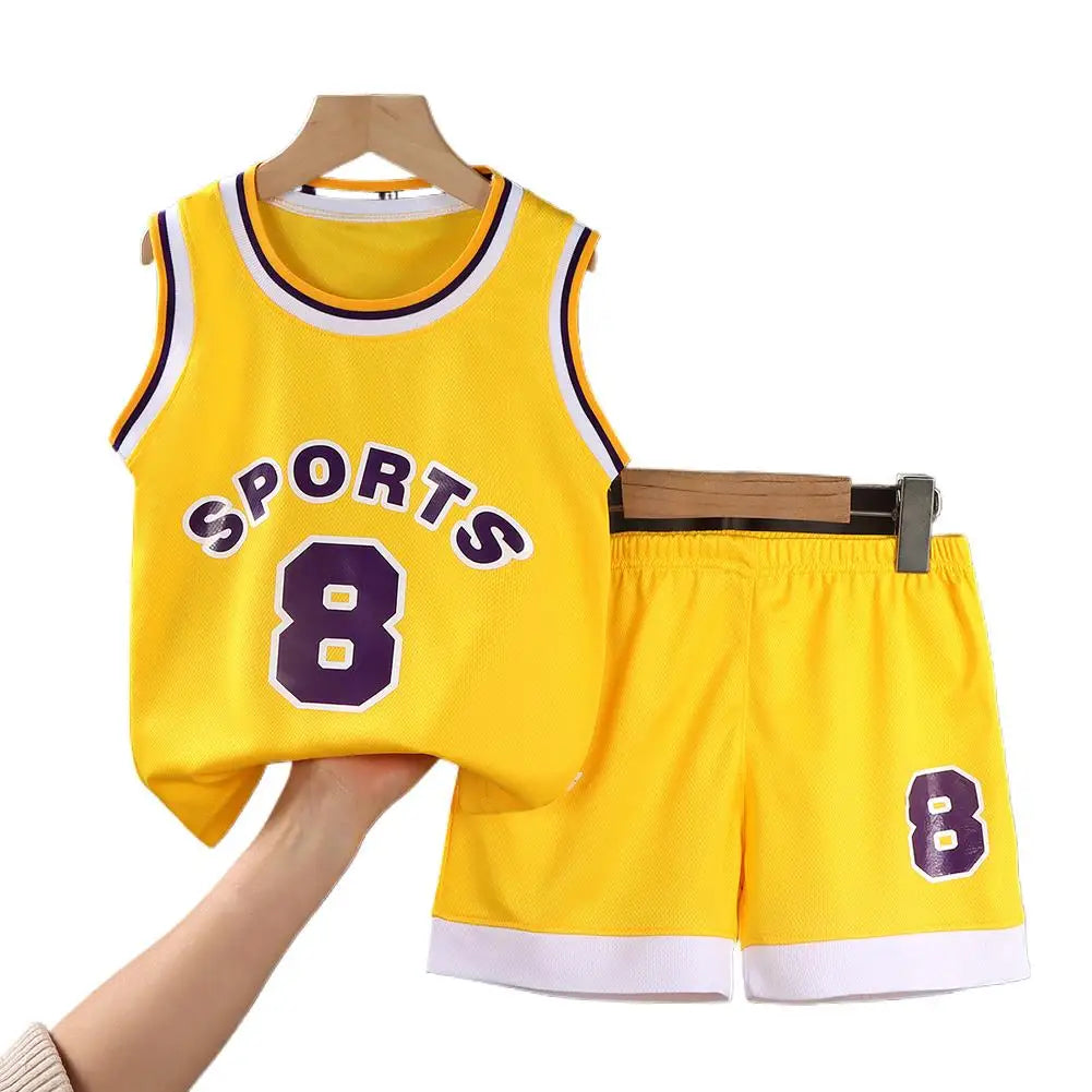 Kids Child Sports Basketball Maillot Clothes Suit Children's Sleeveless Vest Baby Girl Jerseys + Fashion T-shirt Boy B4p1