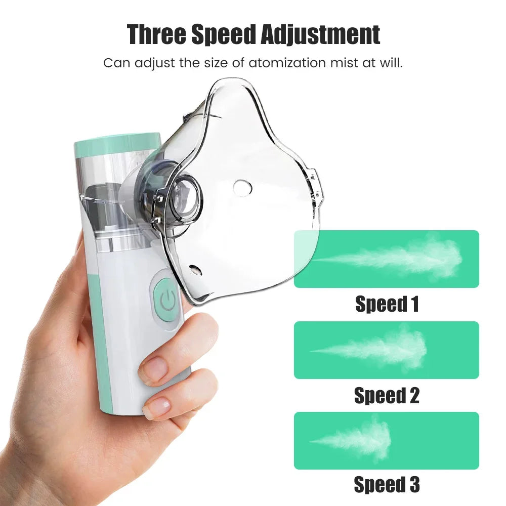 Medical Nebulizer Handheld Inhalator Mini Asthma Inhaler Silent Steam Nasal Humidifier + Blood Pressure Meter + Body Thermometer