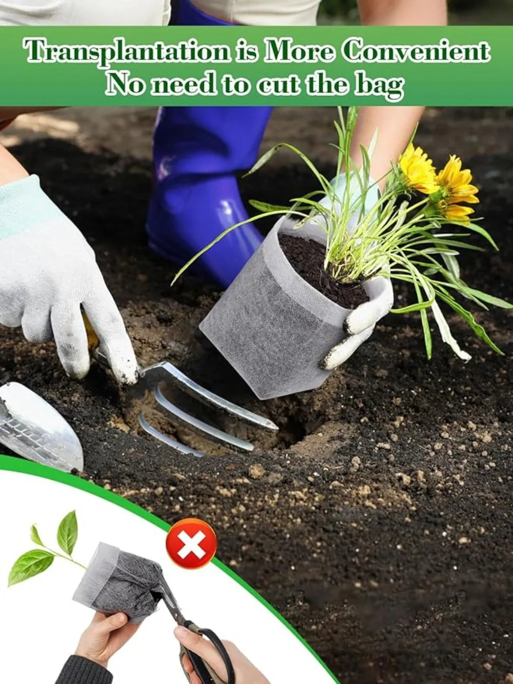 500/100pc Biodegradable Nursery Bag Non-Woven Plant Nursery Bag for Vegetable Transplant Flower Seed Breeding Home Garden Supply
