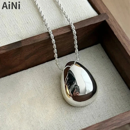 Modern Jewelry Hot Sale One Layer Chain Metal Shiny Pendant Necklace For Women Female Gift Sweater Daily Wearing