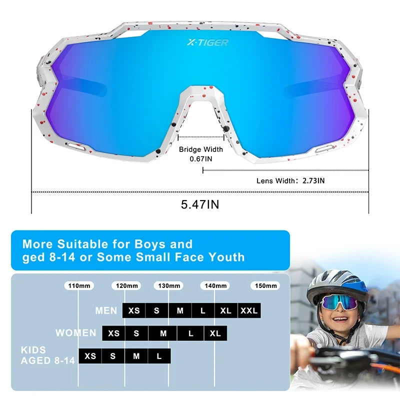 X-TIGER Kids Cycling Sunglasses Girls Boys Outdoor Classic Sun Glasses UV-resistant Youth Baseball Sunglasses For Children Gift