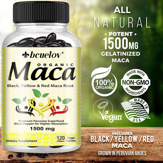 Organic Maca Root Powder Capsules - A Natural Energy Boost, Providing Positive Energy Levels and Increased Focus