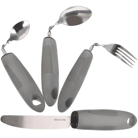 Utensils Elderly Adaptive Fork Tableware Silverware Feeding Cutlery Disabled Bendable Eating Up Built Spoon Adults Self Training