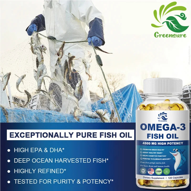 Omega3 Fish Oil Capsule - Support with Triglyceride EPA and DHA To Support Brain, Joint & Eye