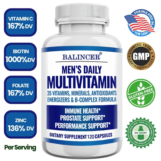 Men's Daily Multi Vitamin Capsules - Enhance Energy and Immune Supplements, Provide Healthy Food, Free Delivery