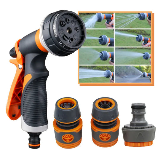 8 Function Water Guns Jet Washer High Pressure Adjustable Spray Garden Hose Quick Connector for Lawn Watering Farm Car Wash Tool