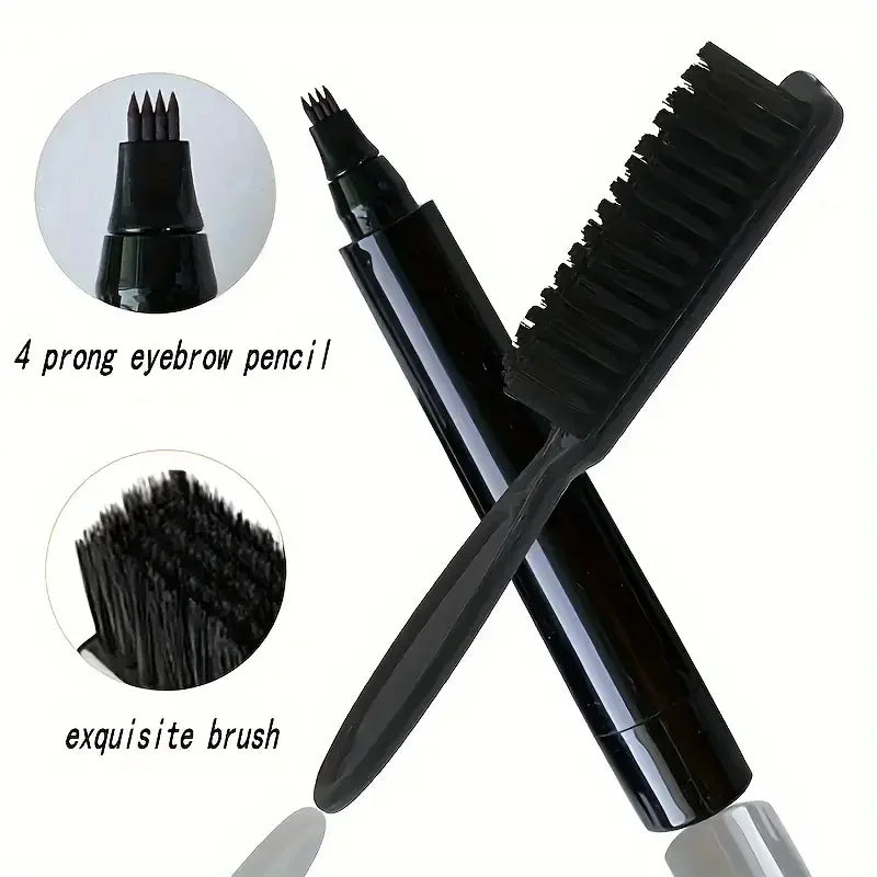 Waterproof 4-Tip Beard Pen Kit for Men - Long Lasting Natural Makeup with Beard Brush Included