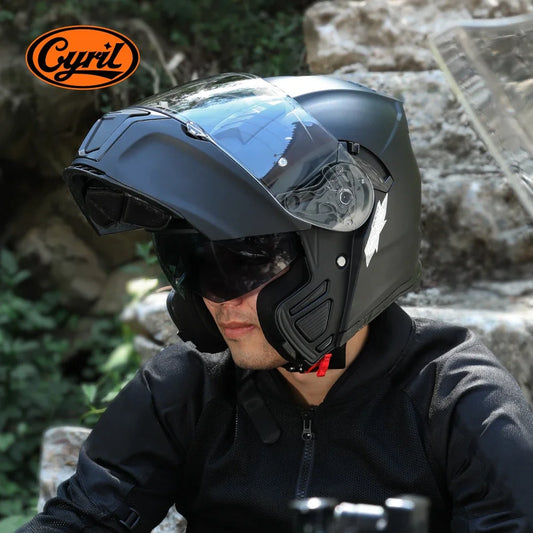 Motorcycle Helmet Dual Visor Modular Flip up Full Face Helmet for Adult Men and Women DOT Approved