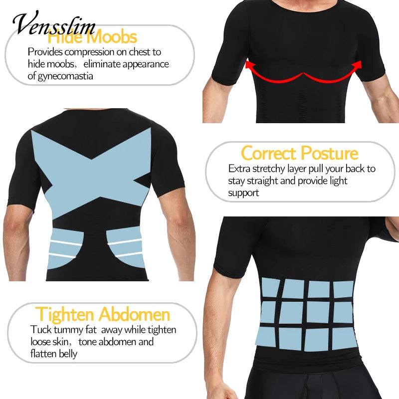 Men Body Shaper Slimming Compression Shirts Gynecomastia Undershirt Seamless Waist Trainer Muscle Belly Weight Loss Shapewear