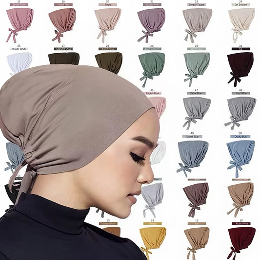 Adjustable Modal Muslim Hijab Caps Solid Underscarf Women Cotton Hijab Muslim Scarf Turbans Head Women's Hijabs Hat Islamic