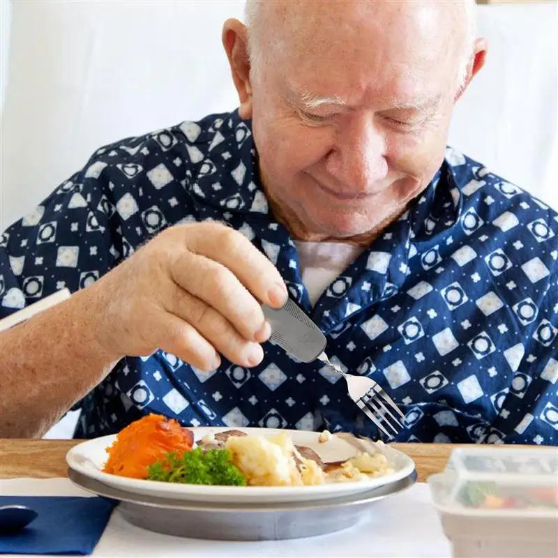 Utensils Elderly Adaptive Fork Tableware Silverware Feeding Cutlery Disabled Bendable Eating Up Built Spoon Adults Self Training