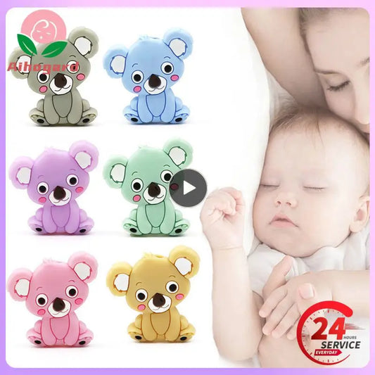 Koala Silicone Teether Baby Teething Toy BPA FREE Soft Chewable Animal Teether Making Necklace Pacifier Clip Chain