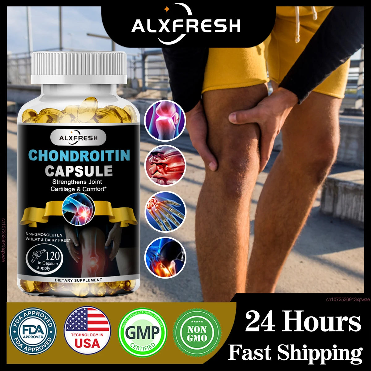 Alxfresh Chondroitin Glucosamine Capsules Turmeric Tablet for Knee, Joint Health, Bone Quickly Nutrition Supplement