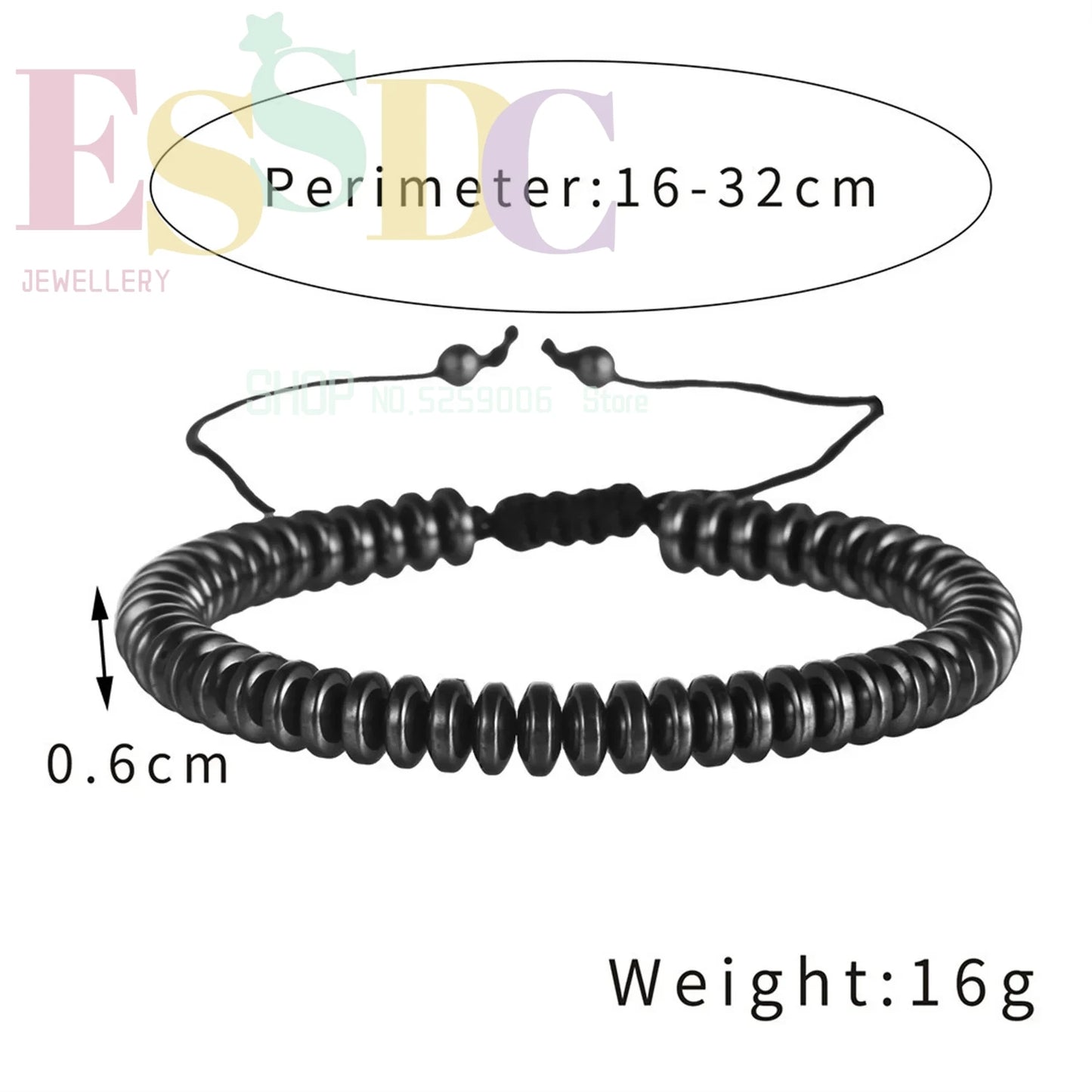 Hot Sale Black Hematite Cool Men Health Jewelry Bracelet For Women Healing Beads Bracelet Weight Loss Hematite Braided Bracelets