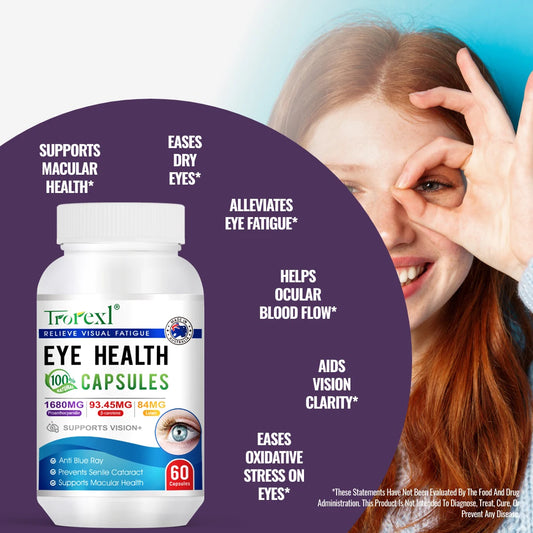 Eye Supplement with Vitamin A Improve Eyesight Quickly Restore Vision & Myopia Lutein Extract Relieve Red Eye Fatigue Dry Eye