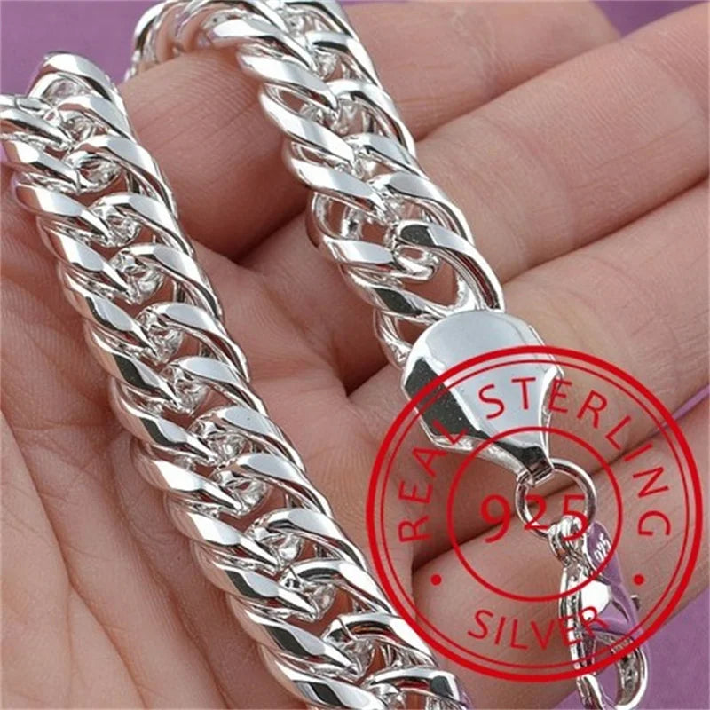 Hot Sale 925 Sterling Silver Chain Solid Bracelet for Women Mens Charm Party Gift Wedding Fashion Jewelry