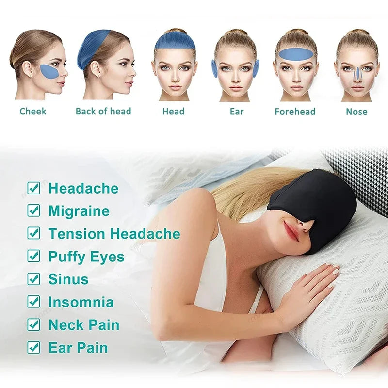 Headache Migraine Massager Cap Head Pain Massage Gel Hat Eye Mask Stress Pressure Relief Hot Cold Compress Therapy Ice Hat