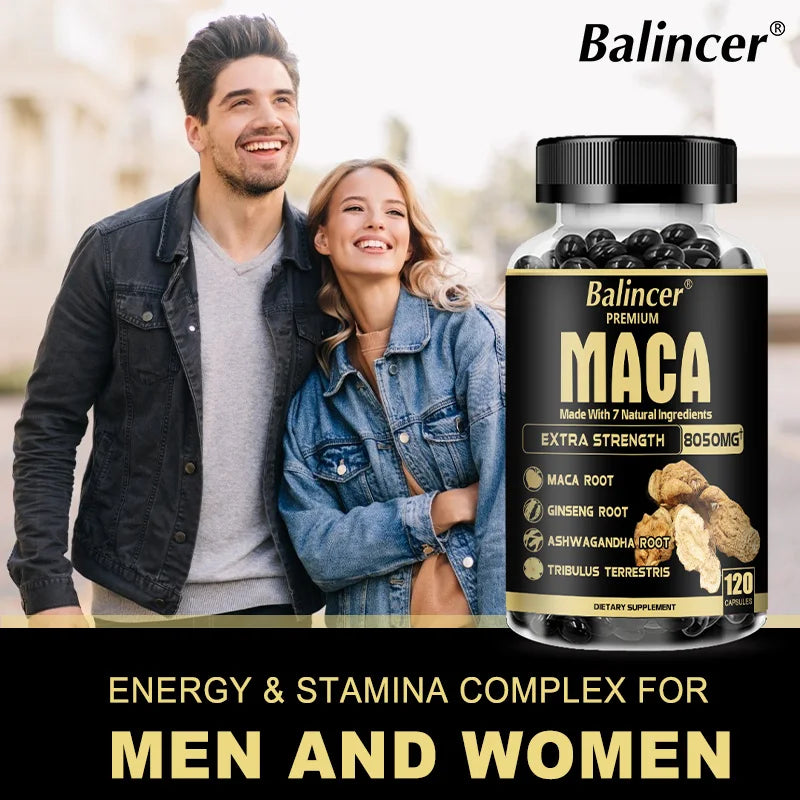 Organic Maca Root Capsules - with Ginseng Ashwagandha Tribulus Terrestris - Muscle Mass, Endurance and Performance